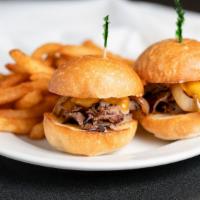 Tri Tip Sliders · Grilled onion, cheddar cheese, choice of mayo.