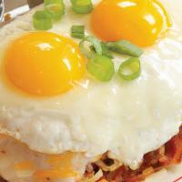 The Hash Stack  · Crispy hash brown potatoes filled with bacon, pepper jack cheese, onions and bell peppers, t...