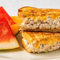 Tuna & Cheese Melt · Albacore tuna salad and melted Cheddar cheese on grilled sourdough.