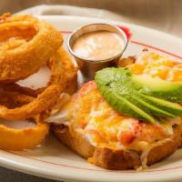 Shrimp & Crab Melt · Hof’s hut signature item. Crabmeat blend and shrimp with melted cheese, bacon, tomatoes, and...