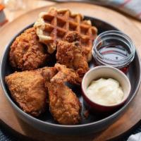 1/2 Free Range Chicken (4 Pcs) With Waffle + Syrup · 1/2 Free Range Chicken (4 pieces), coated in our secret southern batter and fried, served wi...