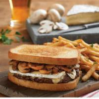 Mushroom Brie Burger · 100% USDA premium beef patty with sautéed mushrooms, caramelized onions, and melted brie on ...