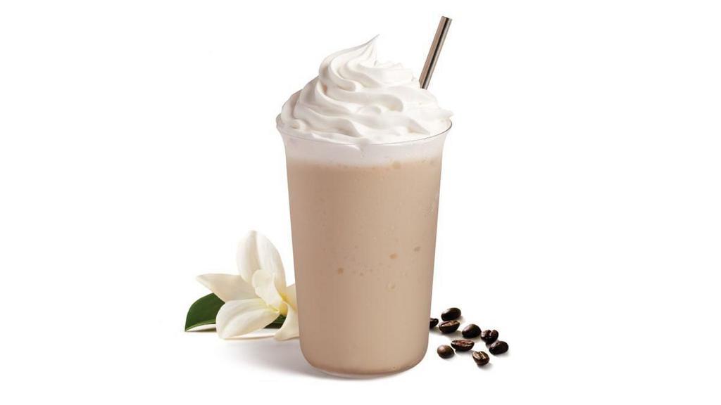 Vanilla Ice Blended® Drink · Another classic version blends our delicious coffee extract, our French Deluxe™ vanilla powder, non-fat milk, and our signature pebble ice.