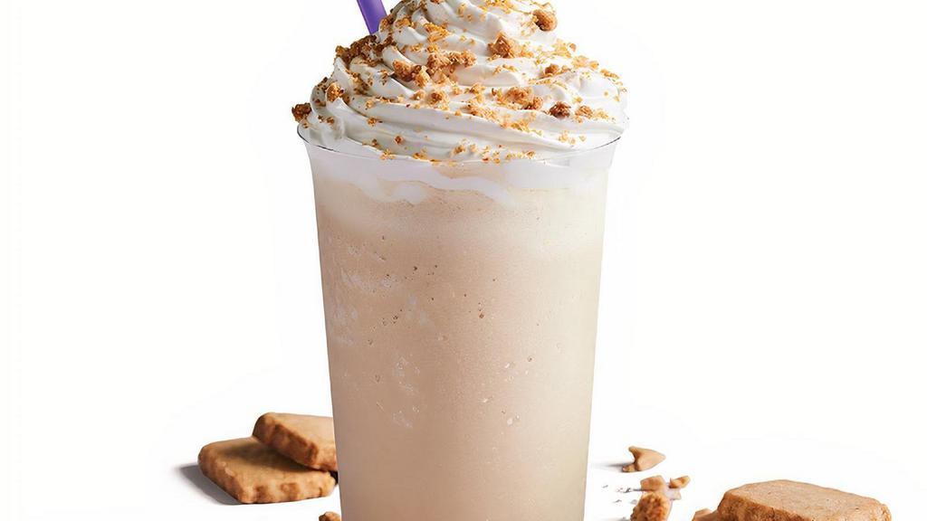 Cookie Butter Ice Blended® Drink · Fresh espresso blended with spice and brown sugar cookie, topped with fluffy whip cream and Speculoos Cookie Crumbs.
