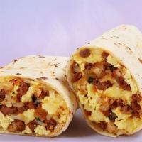 Sandwiches & Wraps|Chorizo Breakfast Burrito · Fluffy scrambled eggs with Mexican-spiced Chorizo, potatoes, melted pepper jack cheese, and ...