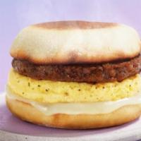 Breakfast|Beyond Breakfast Sausage®  Sandwich  · Cage-free egg, melted provolone cheese & plant-based Beyond Breakfast Sausage® on a toasted ...