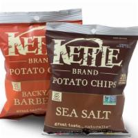 Sides (Chips, Popcorn & Cookies)|Kettle Chips - Backyard Bbq · Kettle Sea Salt chips have bold BBQ flavor and hearty crunch and are made from all natural, ...
