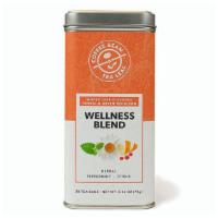 Retail Tea|Wellness Blend T-Bag Tin · A light body herbal and green tea blend with a peppermint and lemon flavor. KSA certified.