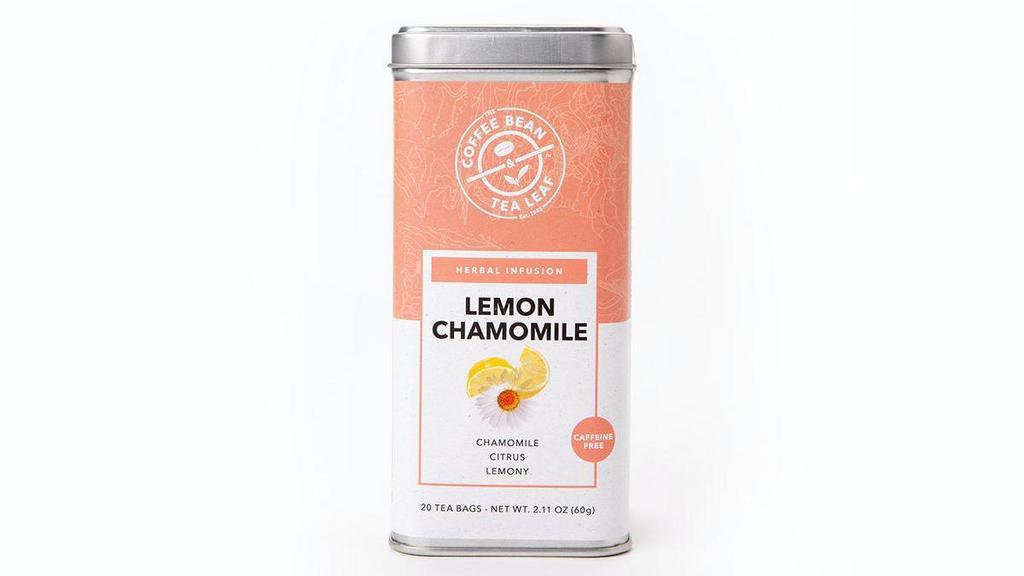 Retail Tea|Lemon Chamomile T-Bag Tin · Surprise, it’s lemon grass. The delicate taste of lemon in our Lemon Chamomile tea comes from natural lemon grass, which offers the aroma of lemon without the bitterness of lemons. We combine lemon grass from Thailand with chamomile to blend a honey colored infusion. The result is an invigorating drink that includes an addition of orange peel that adds a delicate citrus flavor. Lemon Chamomile Tea is purported to be a natural aid for relaxation, sleep and digestion. KSA certified.