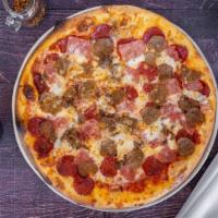 Meat Lovers Pizza · Canadian bacon, pepperoni, meatball and sausage.