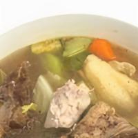 Sopa De Res/ Beef Soup · Beef soup with vegetables, served with white rice, you can add tortillas for an additional c...