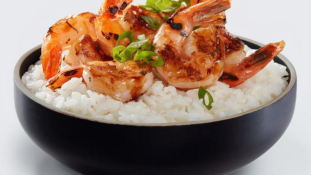 Shrimp Bowl · Grilled savory jumbo shrimp hand basted with our signature WaBa sauce and served over a bed of rice.