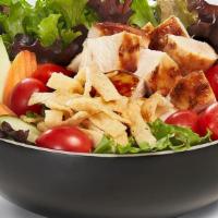 Signature House · Arcadian blend salad topped with cucumber, cherry tomatoes, carrots and grilled white meat c...