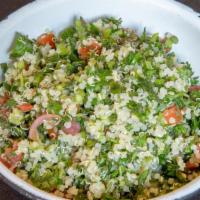 Tabouleh Salad · (V/GF) Classic parsley & mint salad, gluten free organic quinoa, tomato, fresh herbs, sumac,...