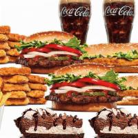 Family Bundle · Includes 3 Whoppers, 3 Cheeseburgers, 3 Small Fries. No substitutions and not valid on speci...