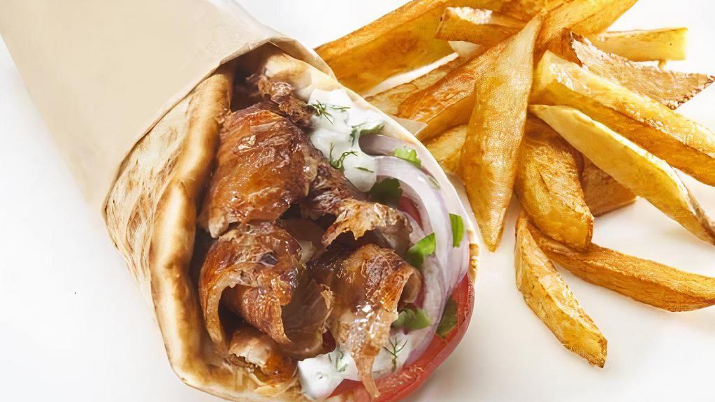 Gyro Sandwich · Spicy. Beef and lamb grounded together, lettuce, tomato, and tzaziki sauce.