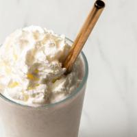 Horchata Frappe · Horchata mix, blended with whole milk, topped with whip cream and a dash of cinnamon. YUMMY!