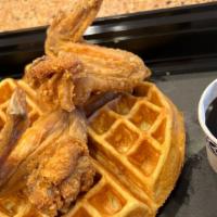 Chicken & Waffles  · Two wings and  a waffle.
