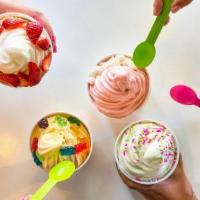 20-Cup Package  · Includes your choices of frozen yogurt, sorbet or ice cream & five toppings.