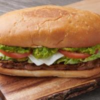 Torta Cabeza · Steamed Beef Head - Lettuce, Tomato, Mayo, Avocado, Beans, and Cheese