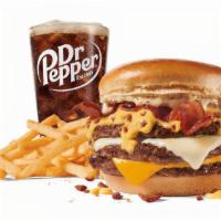 Large Triple Bacon Cheesy Jack Combo · Includes large French Fries and your choice of a large drink.