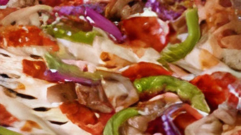 Supreme · Includes pepperoni, seasoned pork, beef, mushrooms, green bell peppers and red onions.