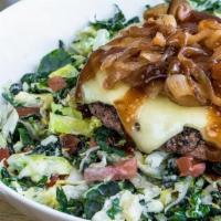 The Primetime As A Bowl · Our house greens tossed with tomato, arugula, caramelized onions, Truffle aioli & HD1 steak ...