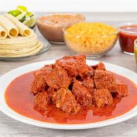 Pachanga  · 1 Lb. of Beef Stew. Served with rice, re-fried or whole beans, green or red salsa, limes, on...