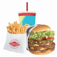 Xxxl Fatburger (1.5Lb) Meal · Triple the patties for a full 1.5 lb. of 100% pure lean beef, fresh ground and grilled to pe...