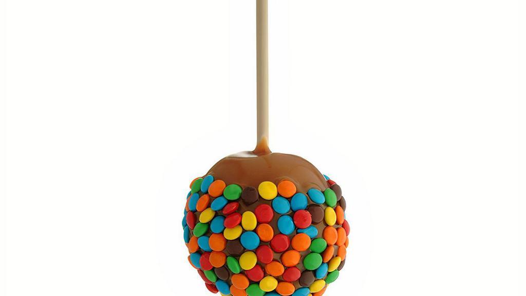 Caramel Apple Featuring M&M’S® · Caramel-covered Granny Smith apple rolled in M&M’s® candies. Serving size: 1/2 apple. Ordering more than six? Order from the “Pre-Order” category or call the store directly.