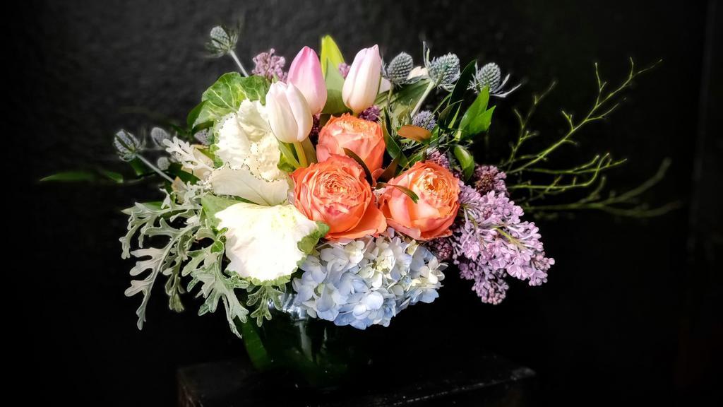  Helena · A beautiful garden style design with gorgeous roses, tulips, lilac, and other spring materials. Made in a 5x5