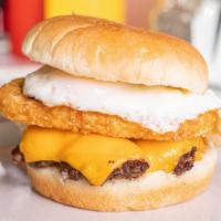 Breakfast Burger · Burger | American cheese | hash brown | fried egg | roll