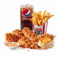 5 Tenders Combo · 5 Extra Crispy Tenders, 1 side of your choice, a biscuit, your choice of a dipping sauce, a ...