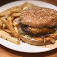 Cheese Burger · 1/3 lb.  All beef burger, cheddar cheese, special sauce, lettuce, fresh tomato, onion and pi...