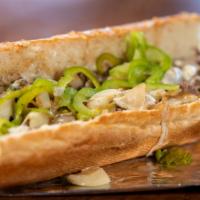 Philly Cheesesteak Po-Boy · Sliced Steak, White American Cheese, Peppers, Onions, 10