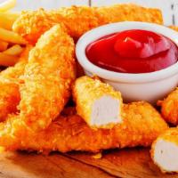 Chicken Tenders Combo (12 Tenders) · 12 pcs of Crispy fried chicken tenders with a choice of two sides and two drinks!