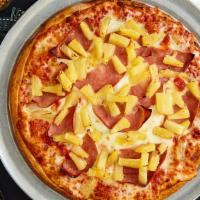 Hawaiian Pizza (Gluten Free Crust) · Canadian bacon, pineapple and extra mozzarella cheese.