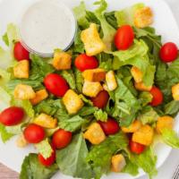 House Salad (Small) · Green leaf with sweet cherry tomatoes (croutons included).