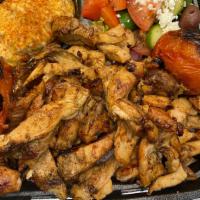 Roasted Chicken Plate · All plates come with your choice of three sides, pita bread, and roasted tomato or jalapeno.