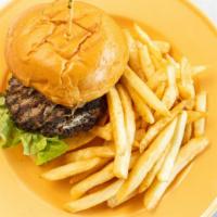 Swinger Burger · Angus beef patty, charbroiled and topped with sauteed onions, lettuce, tomato and mayo, serv...
