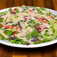 Salad-Skinny Caesar · Romaine - Cotija Cheese -  Fat Free Greek Yogurt Dressing. Add a Protien on top.