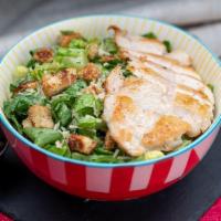 Chicken Caesar Salad · grilled chicken breast, organic romaine, shaved parmesan, croutons, caesar dressing (on the ...