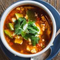 Chicken Tortilla Soup · tomato, avocado, crema, queso blanco. Gluten-Free.