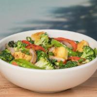 Veggie Bowl  · Fresh grilled pineapple, red bell peppers, snow peas, water chestnuts, red onion, broccoli &...