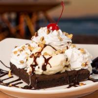 Chocolate Lava  · Perfect for sharing! Fudge brownie topped with vanilla ice cream, chocolate syrup, roasted a...
