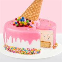 Birthday Cake (Pink) · Birthday Cake ice cream and vanilla cake with fresh cream frosting, rainbow sprinkles, pink ...