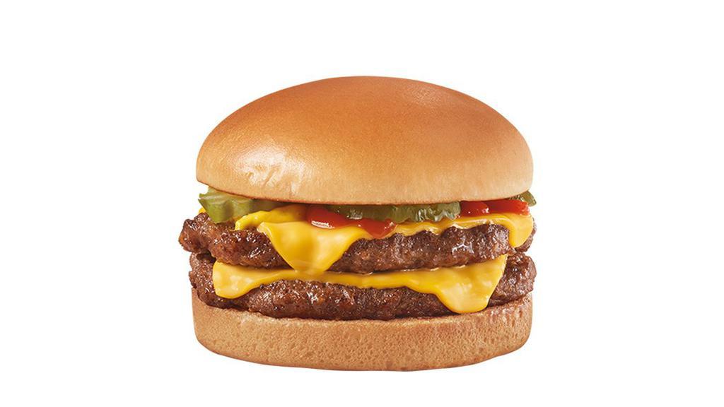 Original Cheeseburger 1/3Lb* Double · A Signature Stackburger with two 100% seasoned real beef patties, topped with perfectly melted Sharp American, pickles, ketchup and mustard, served on a soft and toasted bun.
*Pre-cooked weight, **Pasteurized process.