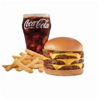 Original Cheeseburger 1/2Lb* Triple Combo · A Signature Stackburger with three 100% seasoned real beef patties, topped with perfectly me...