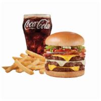 Bacon Two Cheese Deluxe 1/2Lb* Triple Combo # 2 · A Signature Stackburger with three 100% seasoned real beef patties, topped with perfectly me...