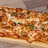 Bbq Chicken · House marinated fresh chicken filet, peanuts, cilantro, red onions and mozzarella cheese wit...